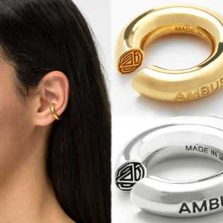 AMBUSH round earrings, ear clips, no ear holes, studs, niche, high-cold design, metal, men's and wom