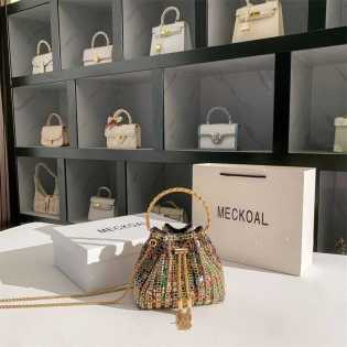 MECKOAL women's bag niche original high-end color diamond bucket bag