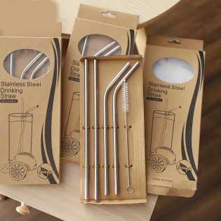 4 pcs Household 304 stainless steel straws