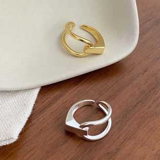 niche geometric lines asymmetric women's index finger ring