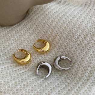 Cold style oval plain circle earrings