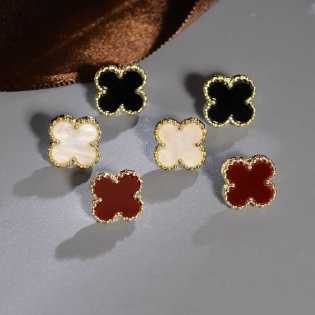 Three-color optional niche four-leaf clover earrings