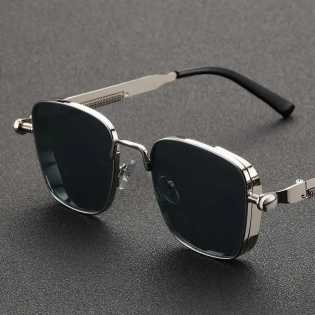 2025 new vintage sunglasses men's high-end steampunk metal sunglasses men's anti-UV glass