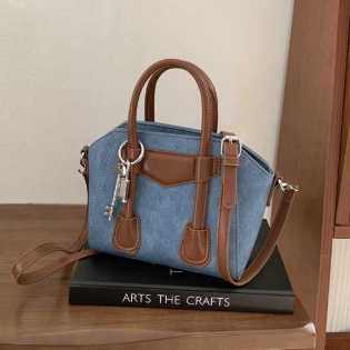 genuine leather summer large-capacity retro denim color-ladies bag
