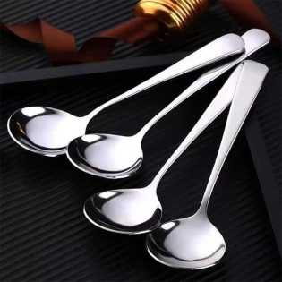 10pcs Stainless steel Western food spoon spoon stir meal household long handle thickened soup spoon