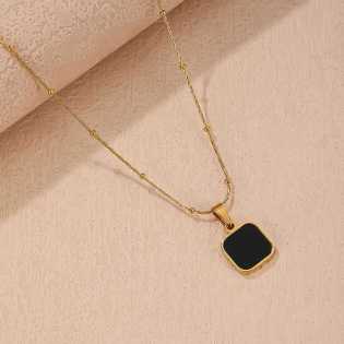 Black geometric square women's light luxury niche design sense clavicle chain simple high-end neckla