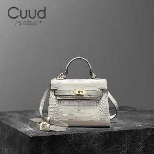 Cuud women's Kelly bag genuine leather crocodile pattern versatile cross-body bag