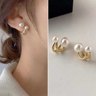 Pearl French retro stud earrings