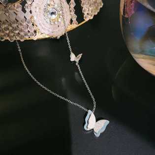 butterfly women's titanium exquisite niche design titanium steel necklace