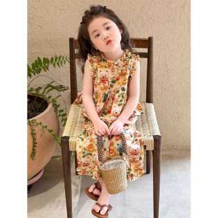 Middle and small children 3D printing ventilation summer dress