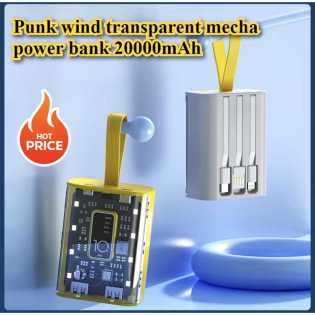 Punk Wind Transparent Mecha Power Bank 20000mAh