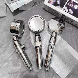 Luxury supercharged three-speed one-button water stop spray head