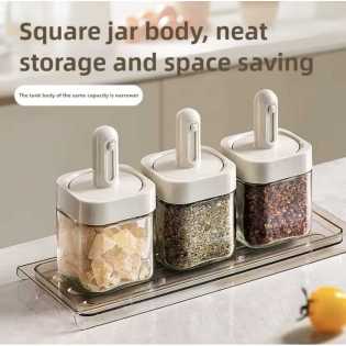Multifunctional Seasoning Jar with Expandable Spoon and Cover