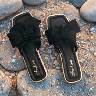 Soft-soled bow new slippers