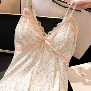Cotton Suspender Flower night gown