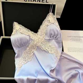 Court lace sexy small suspender nightdress with breast pad