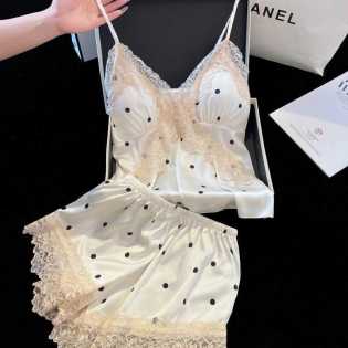 2 piece polka dot sexy pajamas