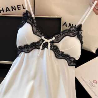 summer ice silk lace new nightdress with breast pad