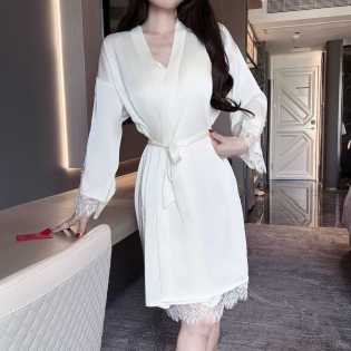 Ice silk integrated breast pad nightdress two-piece set