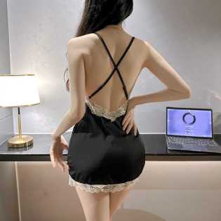 Pajamas summer new ice silk sexy lace pure lust