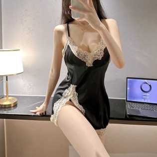 Pajamas summer new ice silk sexy lace pure lust