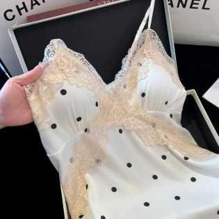 Ice silk nightdress with chest pad all-in-one pajamas