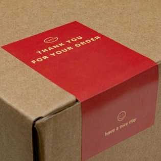 50 stickers/pack red rectangular thank you sticker