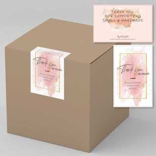 50 pcs pink rectangular thank you sticker