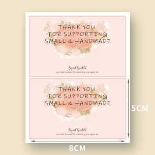 50 pcs pink rectangular thank you sticker