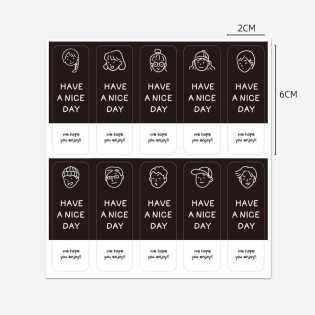 100 stickers/pack black rectangular have a nice day