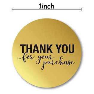 500 stickers/rolls thank you round gold stickers