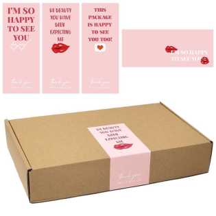 50 stickers/piece of pink rectangular gift box sealed sticker