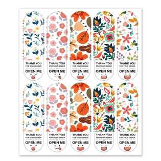 100 stickers/pack rectangular retro floral pattern thank you sticker