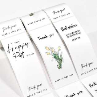 50 sheets/roll white simple tulip rectangular sticker
