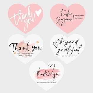 30 sheets/pack spot heart-shaped pink English thank you card