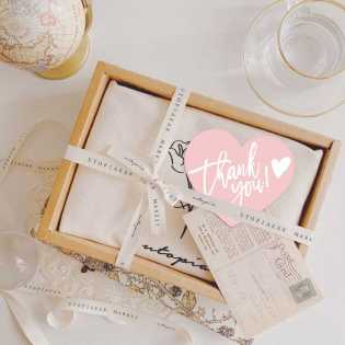 30 sheets/pack spot heart-shaped pink English thank you card