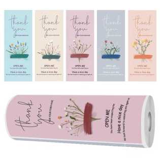 150 sheets/roll rectangular flower thank you gift box sealing sticker