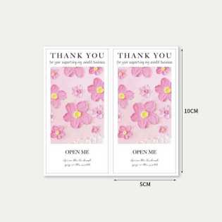 50 stickers/pack pink rectangular thank you sticker gift box sealed sticker