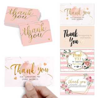 30 sheets/pack of English holiday thank-you cards, simple, fresh and creative greeting cards, gold-p