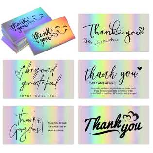50 sheets/pack 9*5cm laser rainbow thank you card