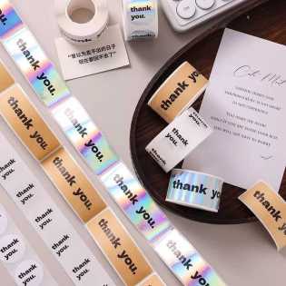 thank stickers 120 stickers/roll of kraft paper