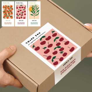 50 stickers/pack of green leaf rectangular thank you sticker