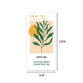 50 stickers/pack of green leaf rectangular thank you sticker