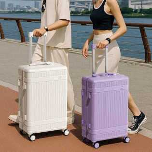 Durable Smart Travel Suitcase with USB Charging Port, Cup Holder & Spinner Wheels