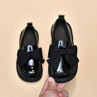 black spring and autumn soft sole children's British shoes