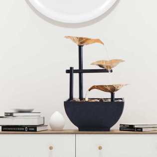 Luxury LED Light Cascading Leaf Tabletop Water Fountain