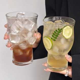 Wide-mouth glass ice American coffee cup