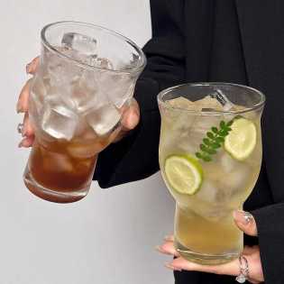 Wide-mouth glass ice American coffee cup