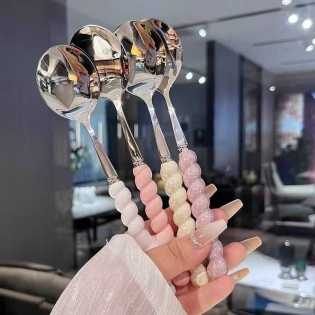 Pack of 5 Pearl stainless steel spoons