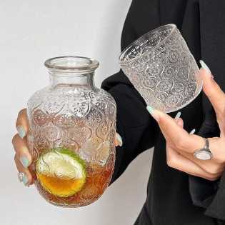 Begonia flower retro high-quality juice glass cup